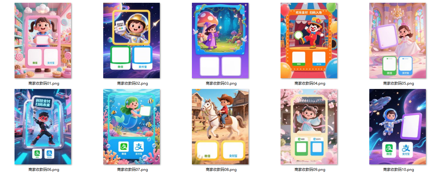 （080601期）素材合集‖收款码美化｜商家收款码，共26款-嘉文星创_电子相册_电子请柬_AI设计工具_视频模板可编辑下载简萌请柬[微信小程序：简萌请柬图文]